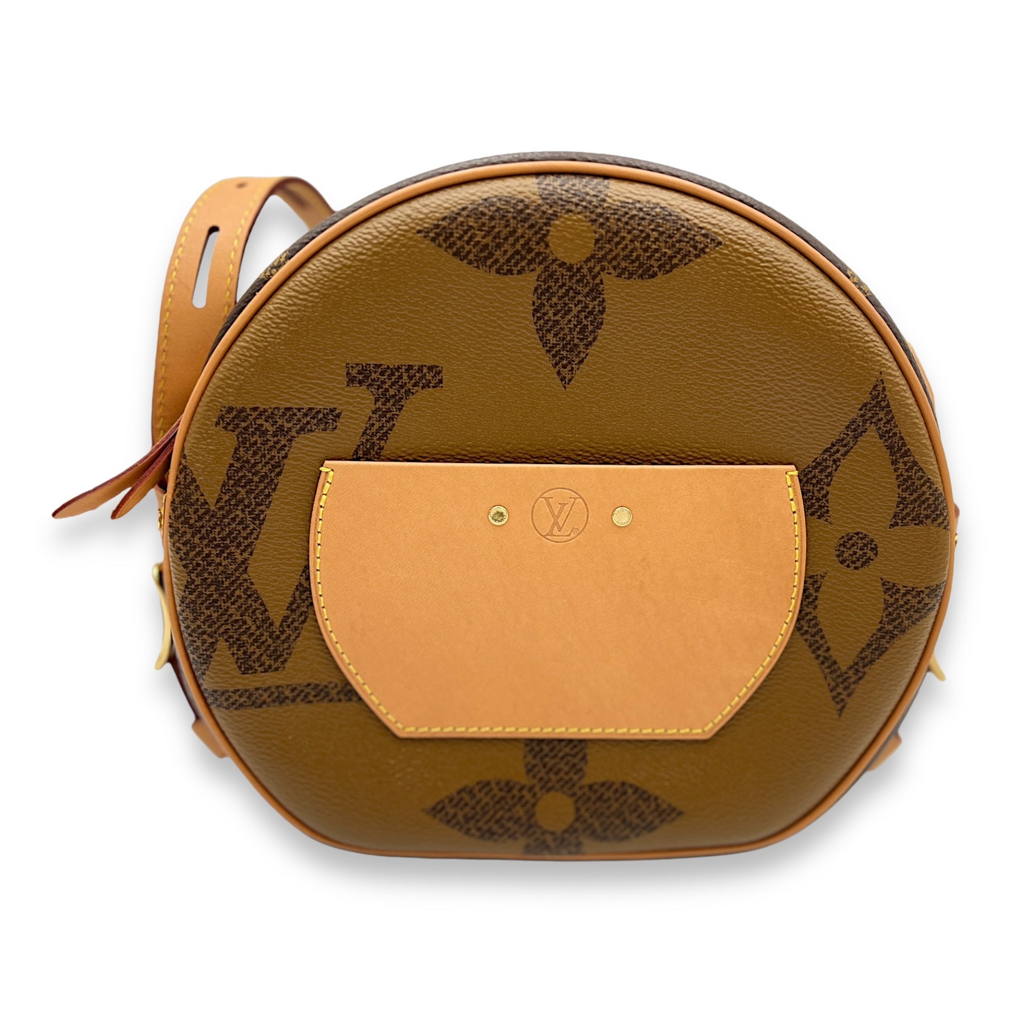 Boite a Chapeau MM Brown Crossbody Bag in Monogram Coated Canvas, Gold hardware