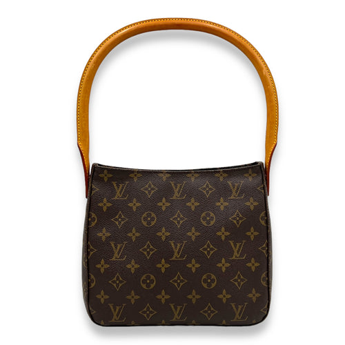 Looping Shoulder Bag MM Brown in Monogram Coated Canvas, Gold hardware