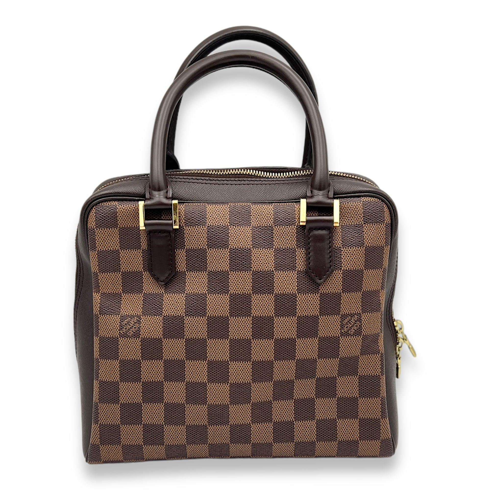 Brera Top Handle Bag Brown in Coated Canvas, Gold hardware