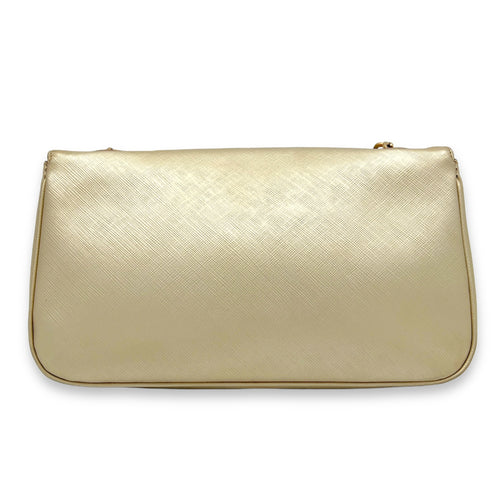 Luciana Gancini Gold Shoulder Bag in Calfskin, Rose Gold hardware