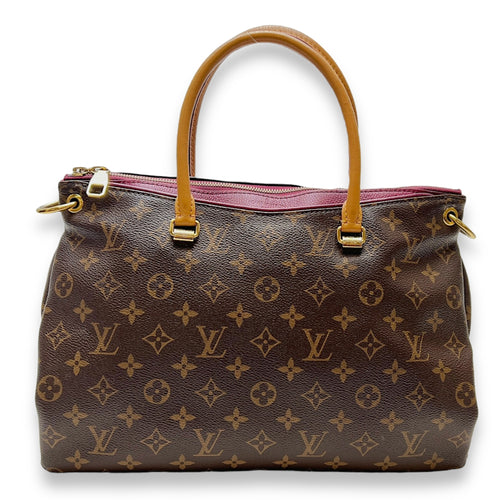 Pallas MM Brown Top Handle Bag in Monogram Coated Canvas, Gold hardware