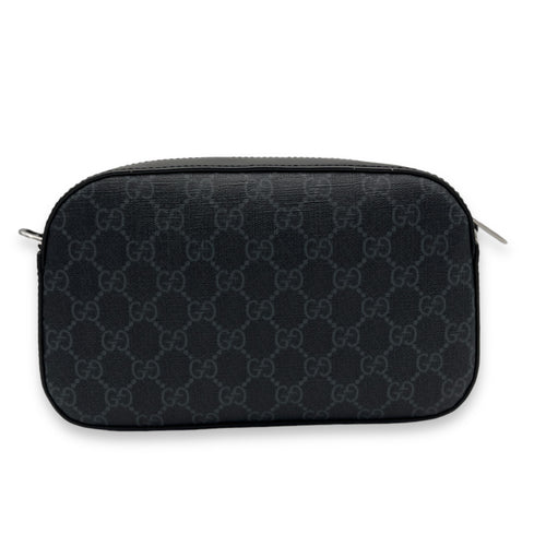 GG Supreme Black Crossbody Bag in Monogram Coated Canvas, Silver hardware