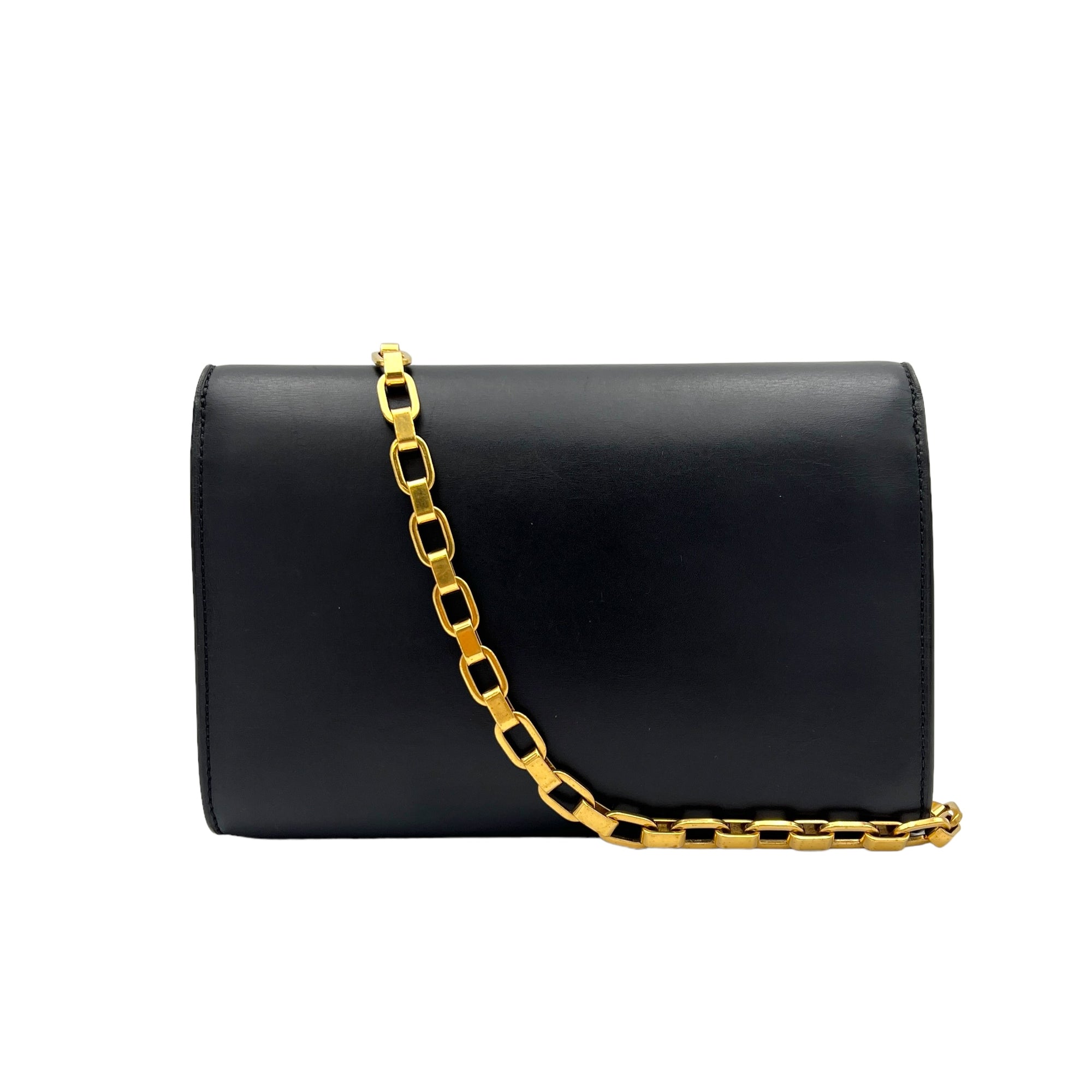 Louise Crossbody Bag  Black in Calfskin , Gold Hardware