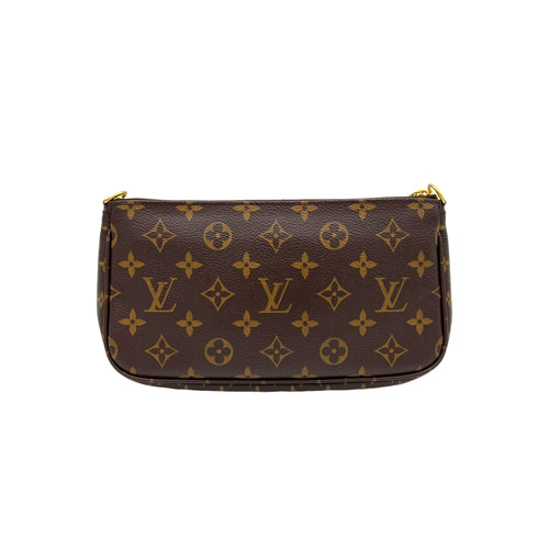 Multi-Pochette Accessoires Brown Crossbody Bag in Monogram Coated Canvas, Gold hardware