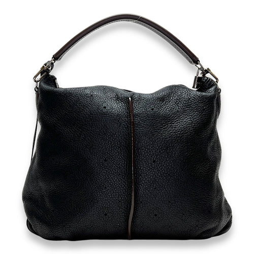 Selene Black Shoulder Bag in Mahina Leather, Silver hardware