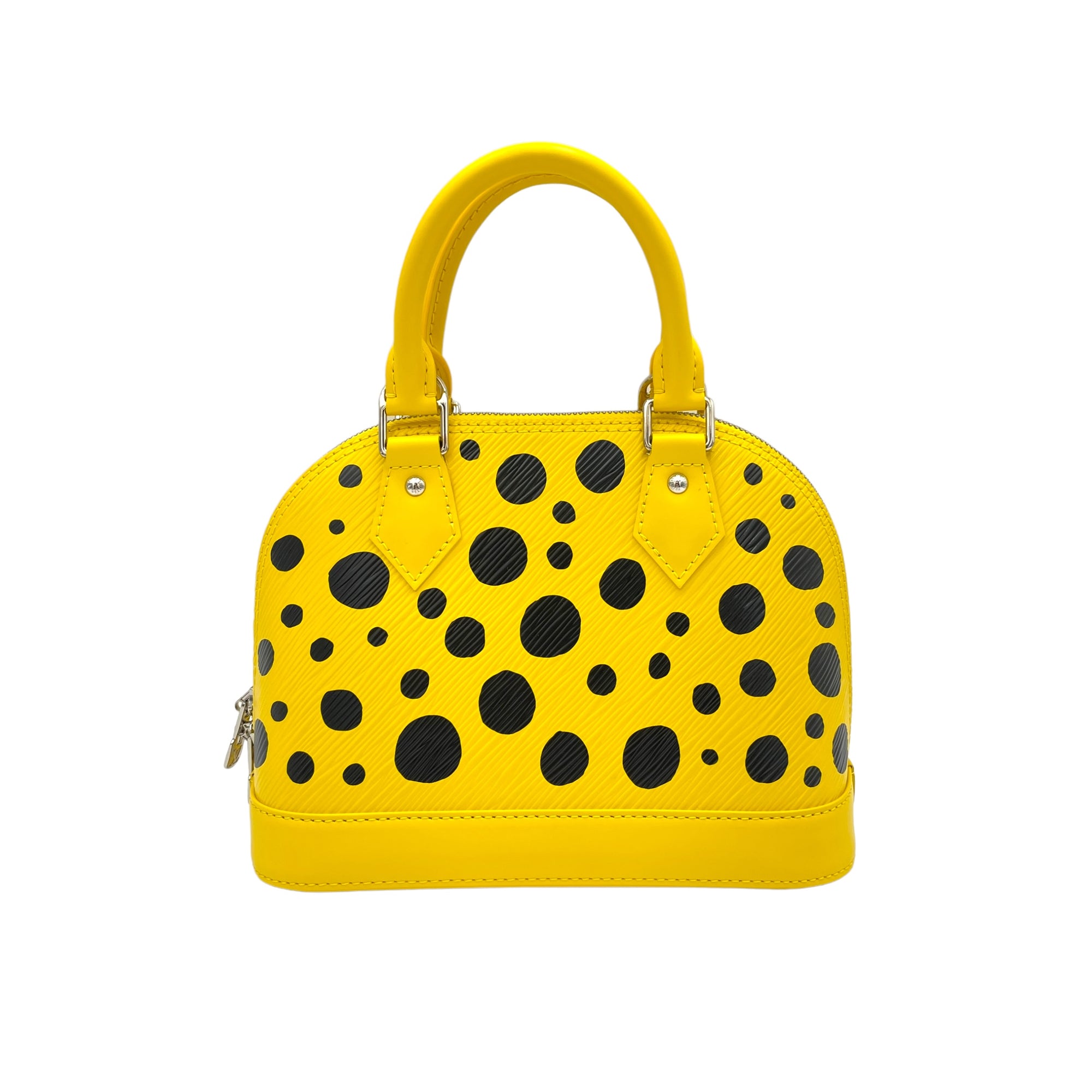 Alma X Yayoi Kusama BB Yellow Top Handle Bag in Epi Leather, Silver hardware