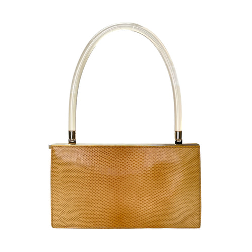 Others Top Handle Bag Brown in Lizard, Silver hardware