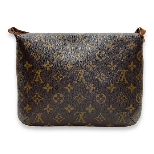 Musette Tango Brown Shoulder Bag in Monogram Coated Canvas, Gold hardware