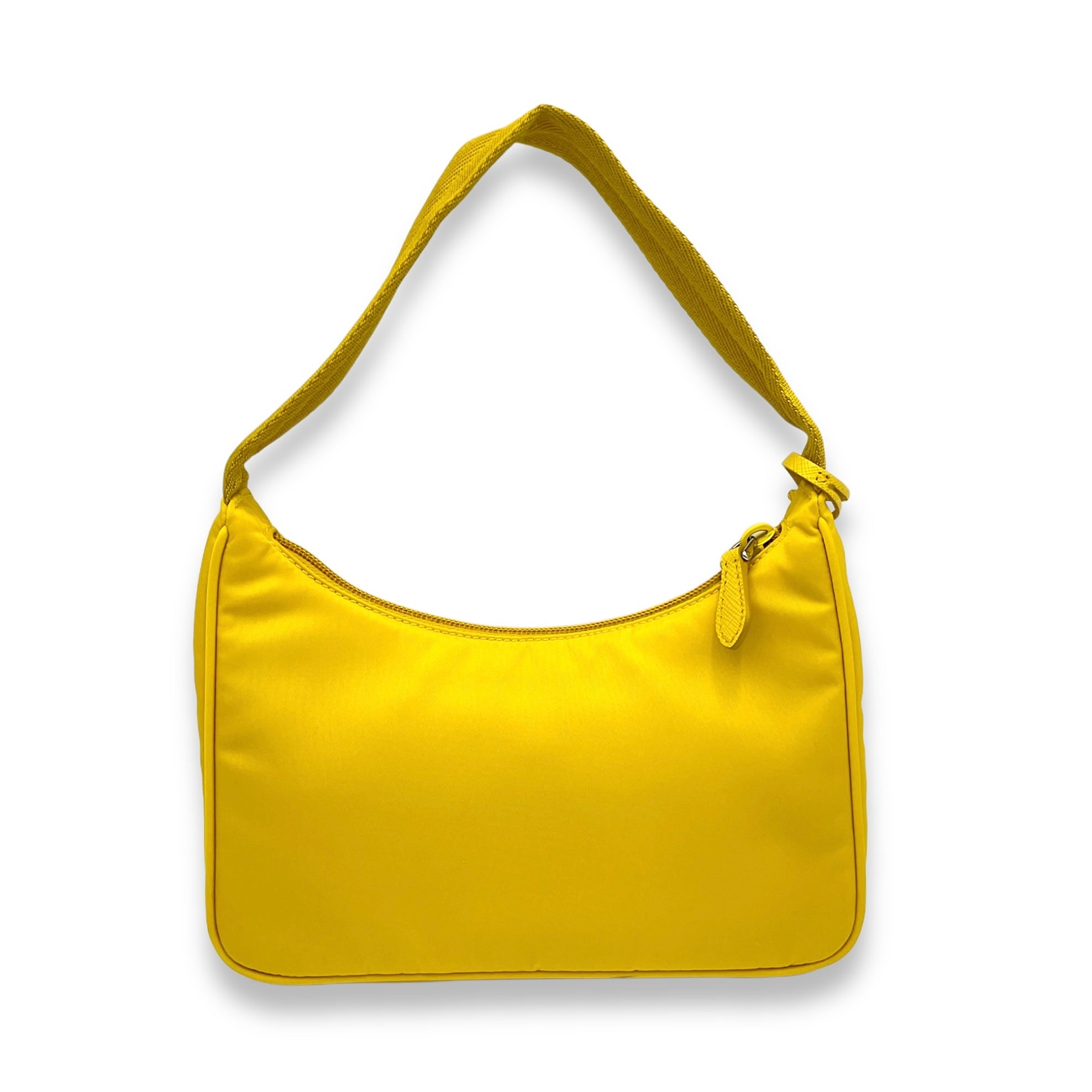 Re-Edition 2000 Yellow Shoulder Bag in Re-Nylon, Silver hardware