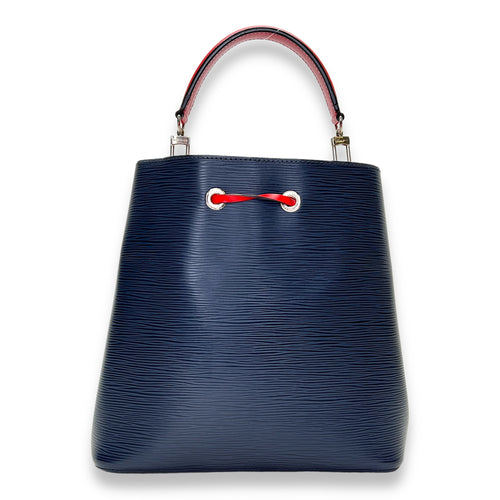 NeoNoe MM Navy Bucket Bag in Epi Leather, Silver hardware