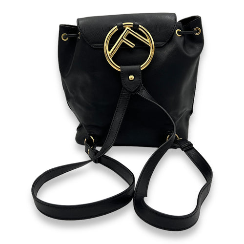 Flap Black Backpack in Calfskin, Gold hardware