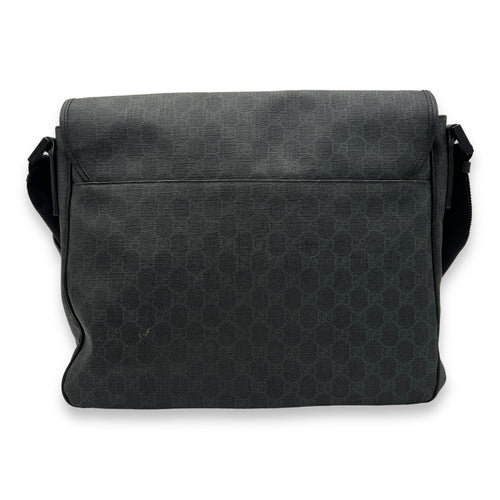 GG Supreme Black Messenger in Monogram Coated Canvas, Silver hardware