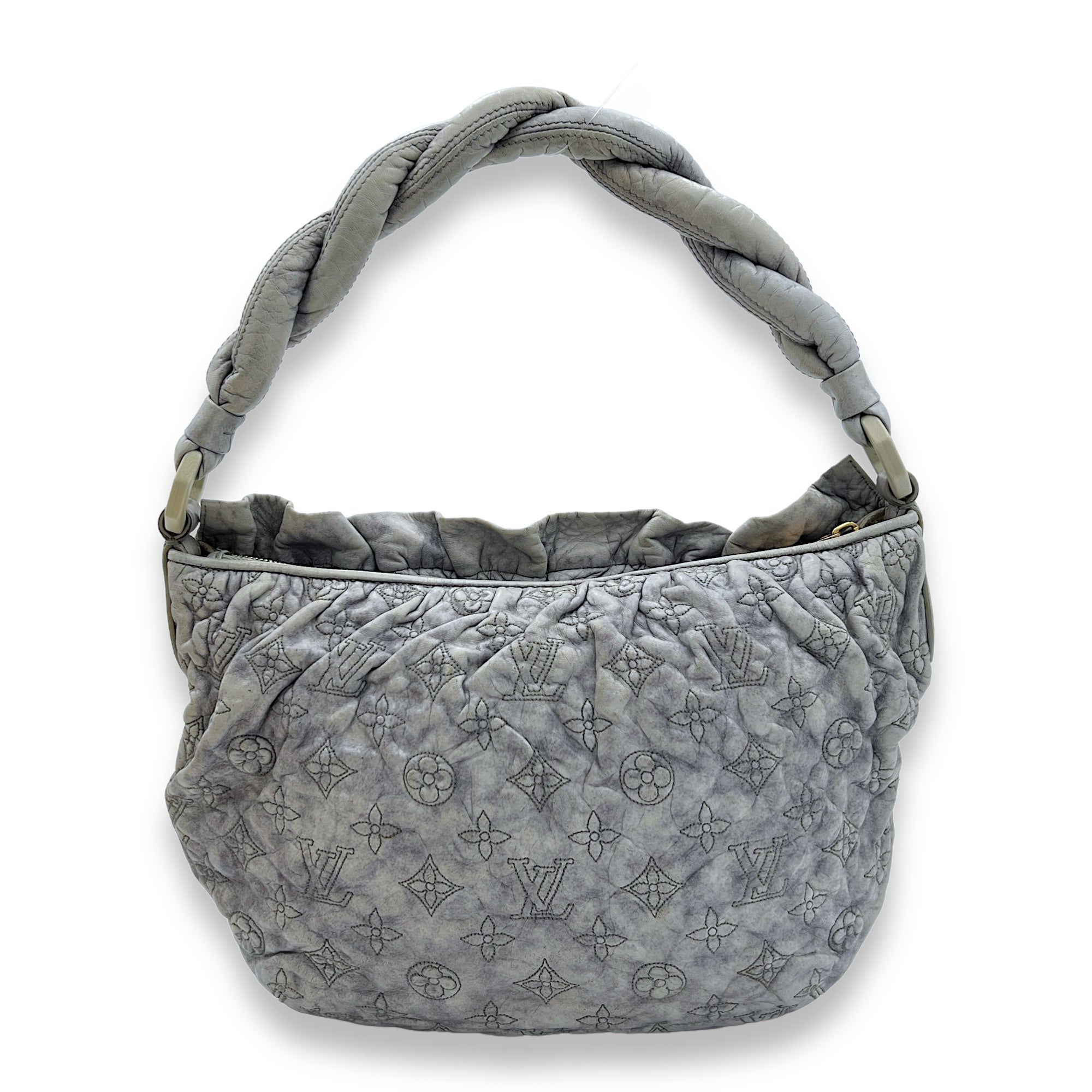 Olympe Nimbus PM Grey Shoulder Bag in Calfskin, Gold hardware