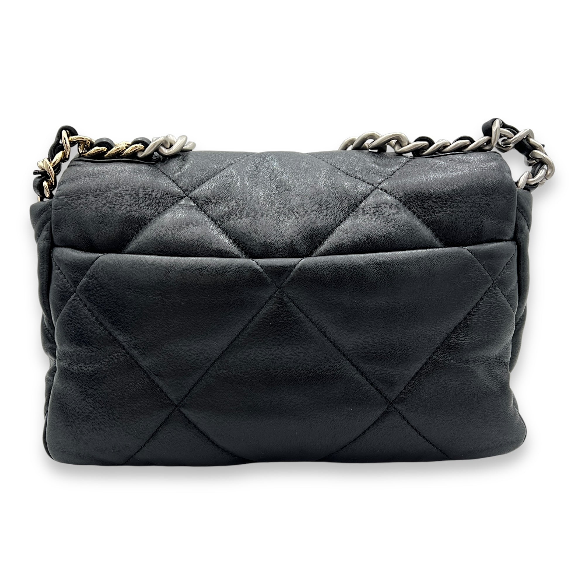 C19 Small Black Shoulder Bag in Lambskin, Silver hardware