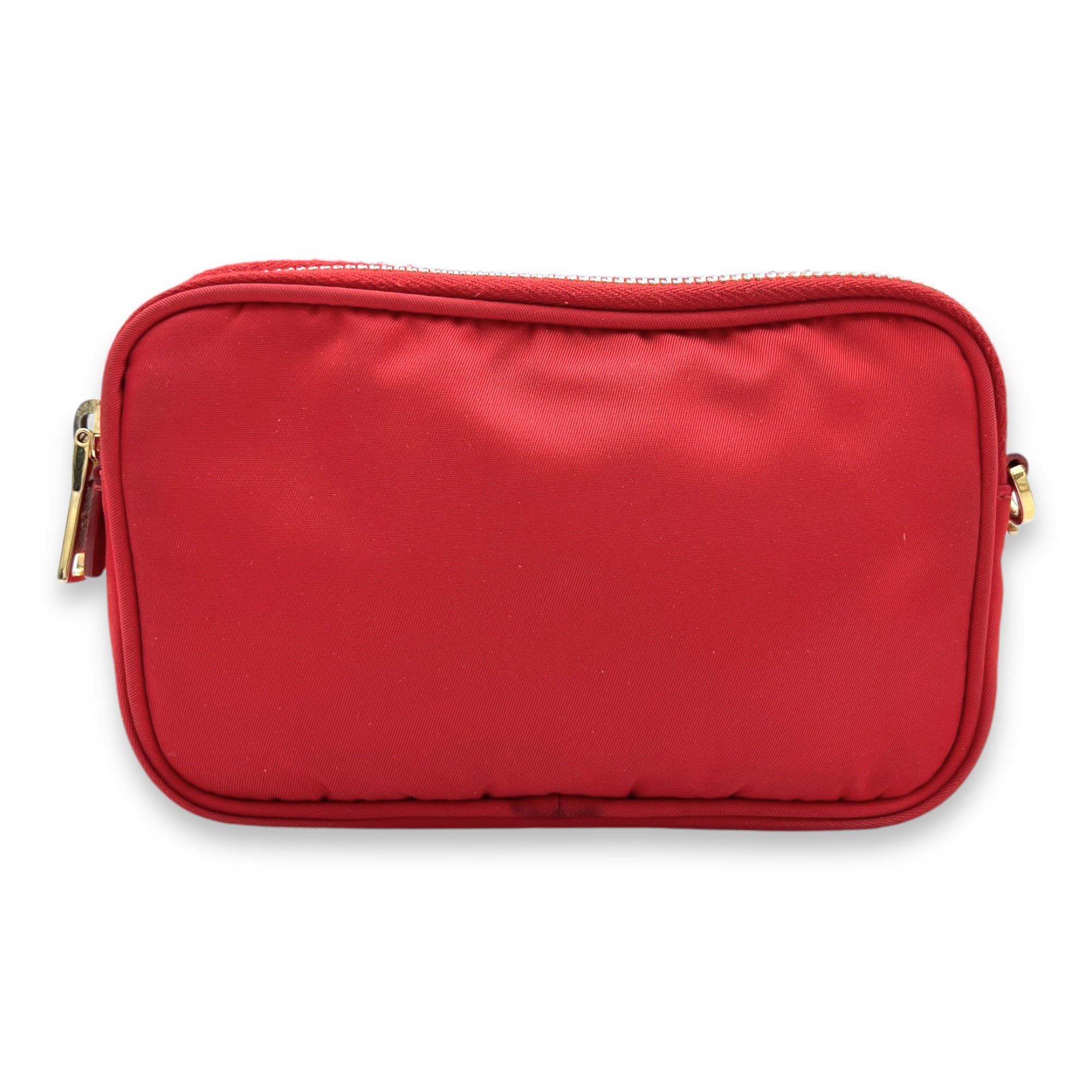 Tessuto Red Crossbody Bag in Nylon, Gold hardware