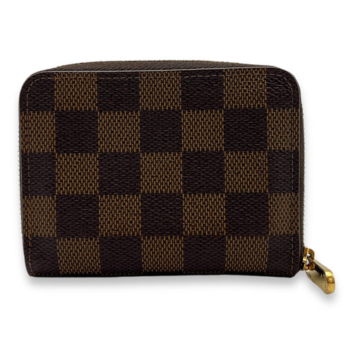 Zippy Compact Damier Ebene Wallet in Coated Canvas, Gold hardware