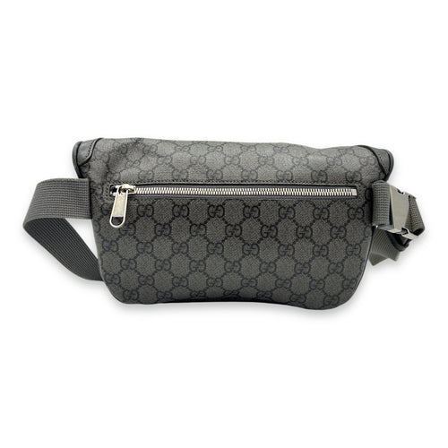 Ophidia Small Grey Belt Bag in Monogram Coated Canvas, Silver hardware