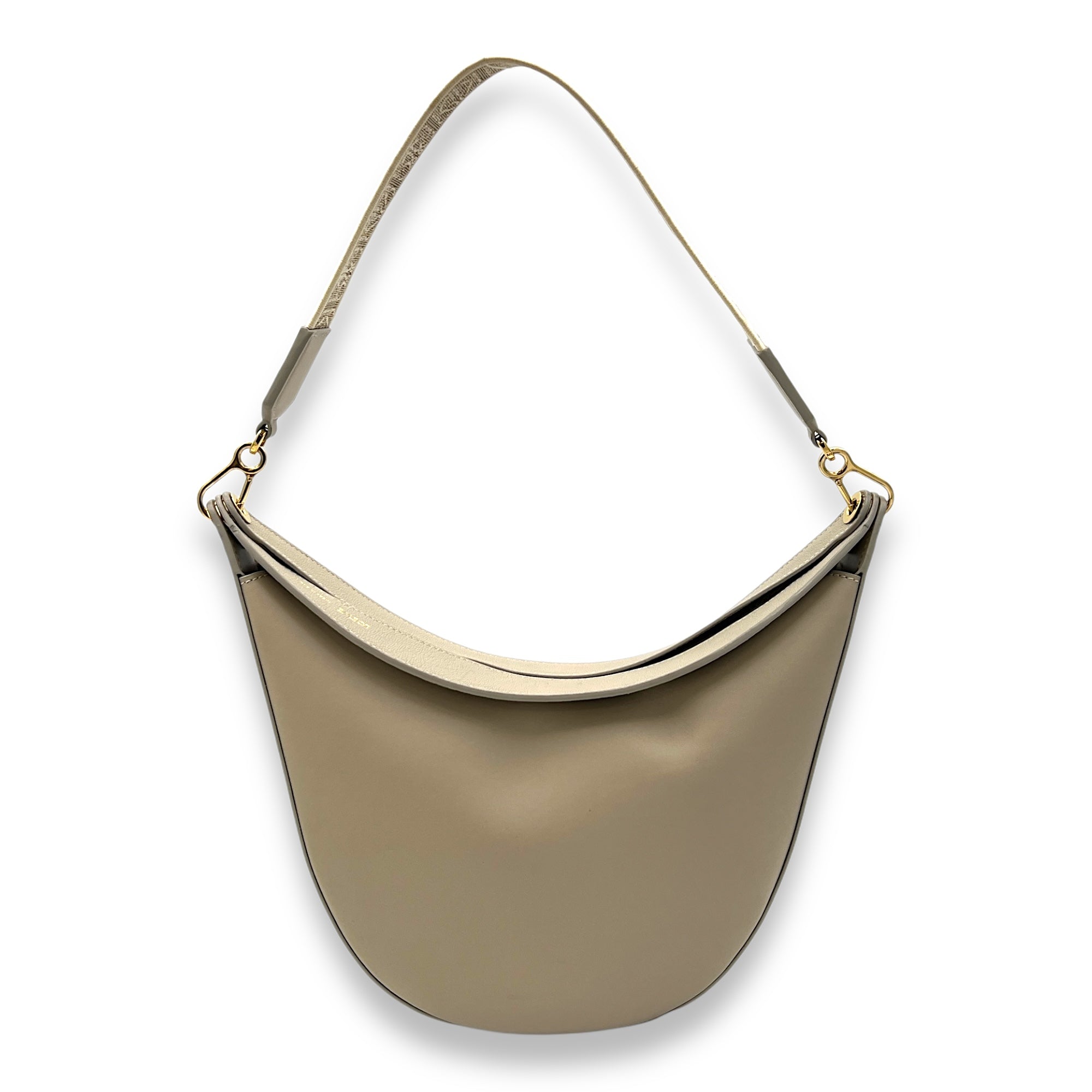 Luna Brown Shoulder Bag in Calfskin, Gold hardware