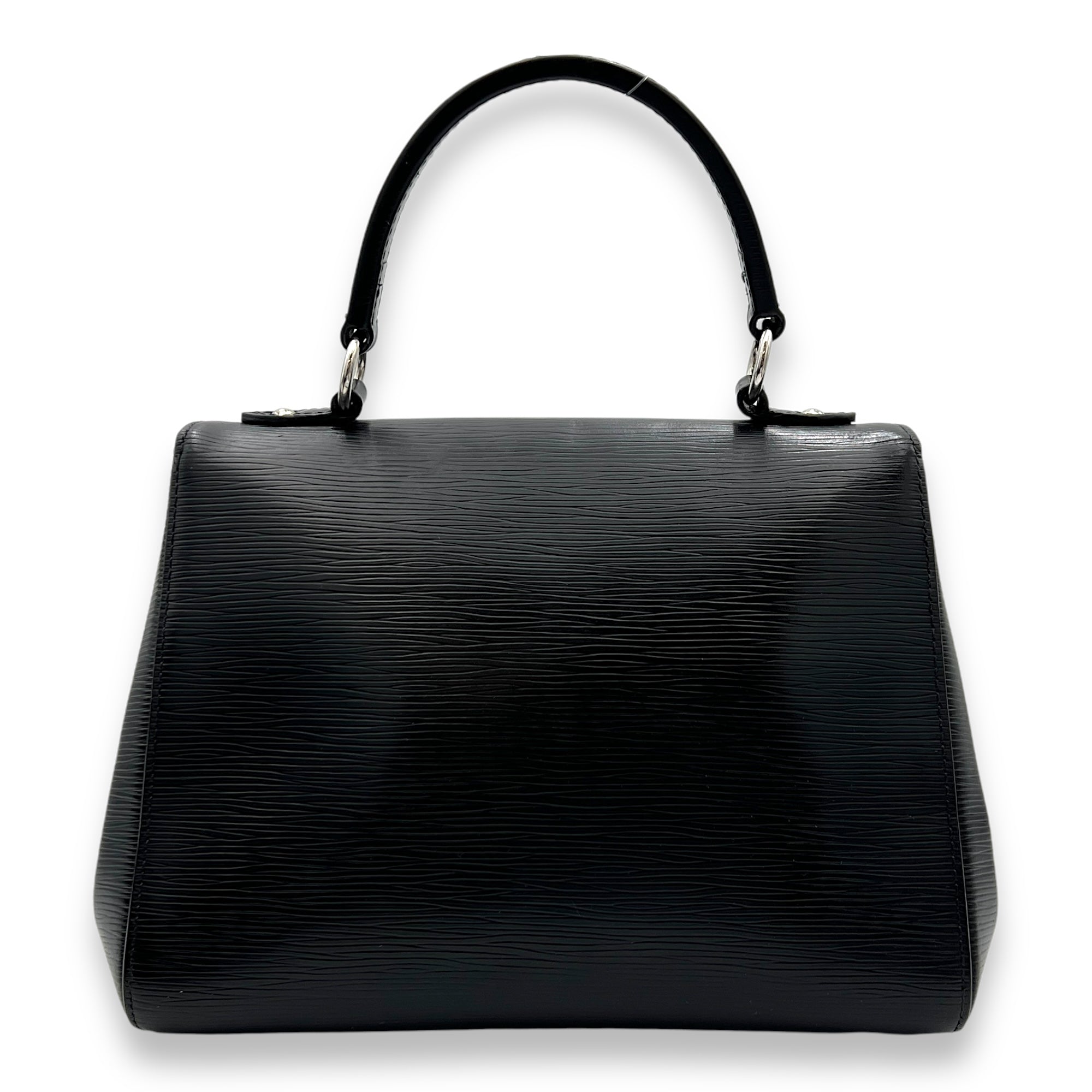 Cluny 25 Black Top Handle Bag in Epi Leather, Silver hardware