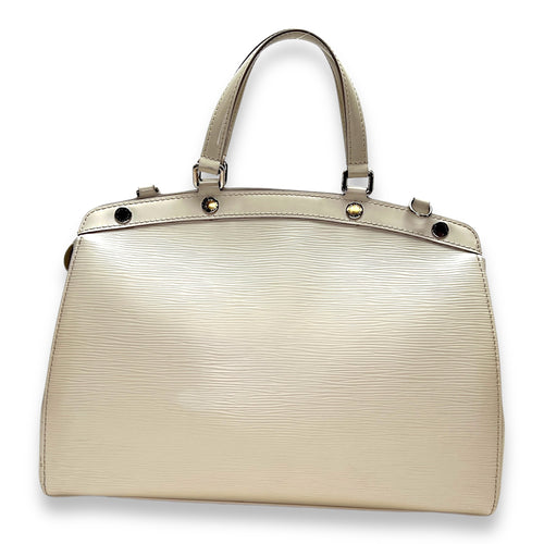 Brea MM Cream Top Handle Bag in Epi Leather, Silver hardware