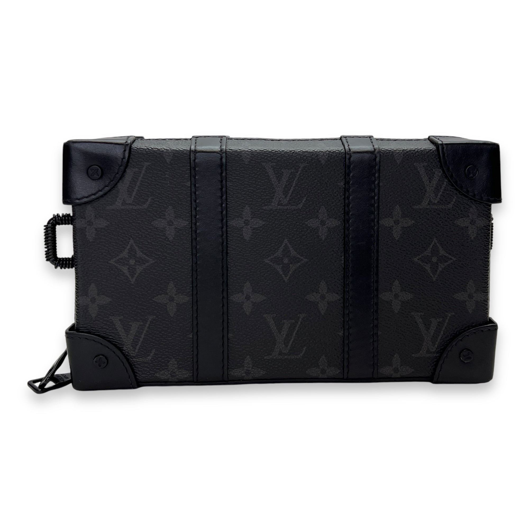 Trunk Grey Crossbody Bag in Coated Canvas, Lacquered Metal hardware