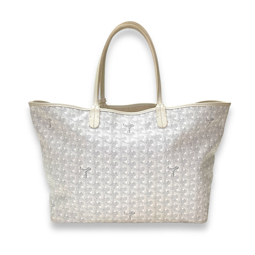 Saint Louis Tote Bag PM White in Coated Canvas, Silver hardware