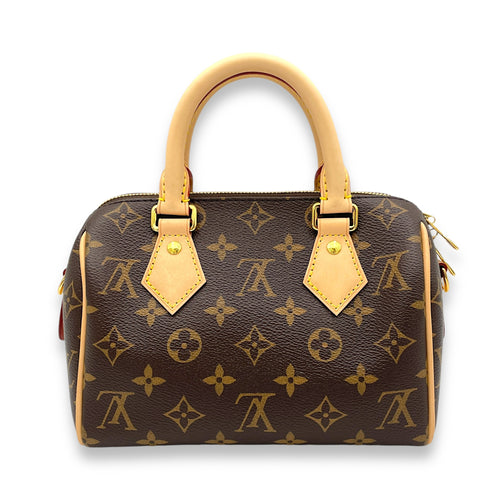 Speedy Bandouliere Top Handle Bag 20 Brown in Monogram Coated Canvas, Gold hardware