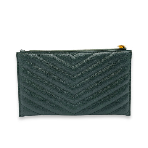 Cassandre Pouch Green in Calfskin, Gold hardware