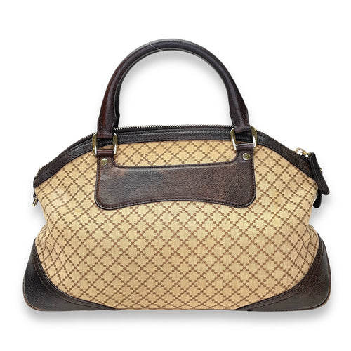 Horsebit Shoulder Bag Brown in Jacquard, Gold hardware