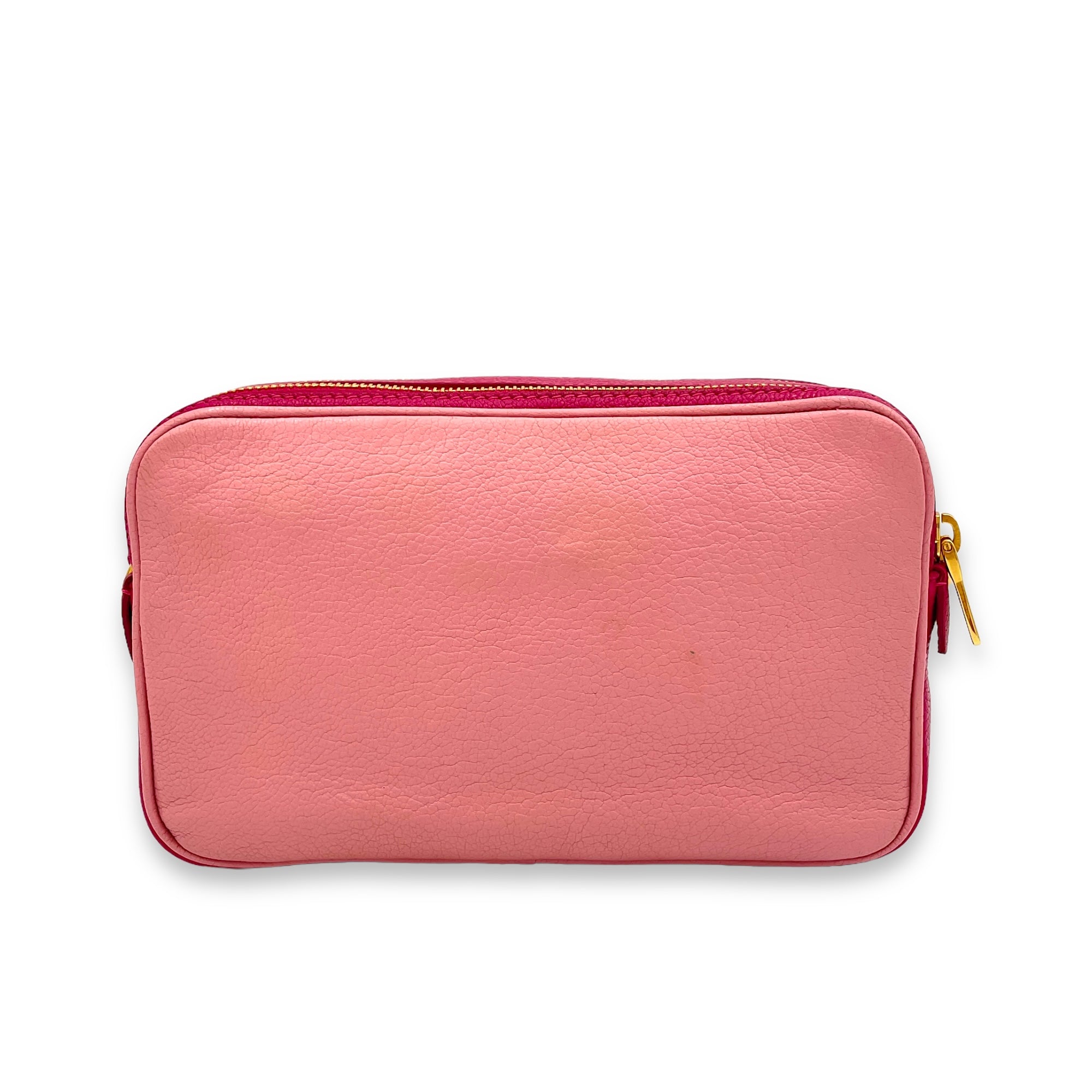 Madras Crossbody Bag Pink in Goat Leather, Gold hardware