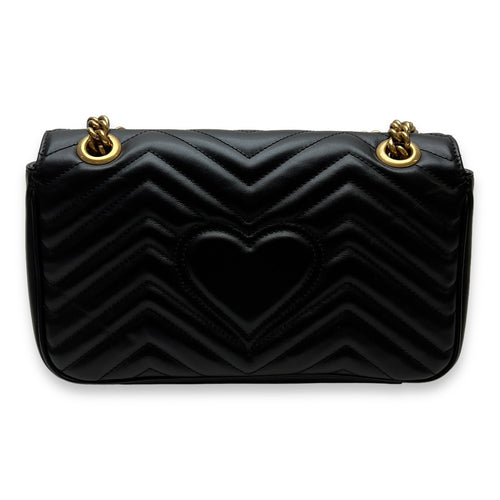 GG Marmont Shoulder Bag Black in Calfskin, Gold hardware