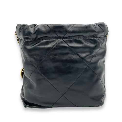 22 Mini Black Shoulder Bag in Calfskin, Gold hardware