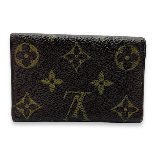 Flap Brown Key Holder in Monogram Coated Canvas, Gold hardware