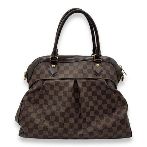 Trevi GM Damier Ebene Top Handle Bag in Coated Canvas, Gold hardware