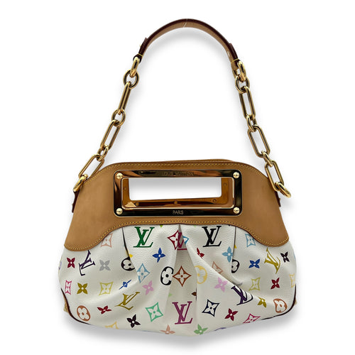 Judy PM Multi-colour Top Handle Bag in Coated Canvas, Gold hardware