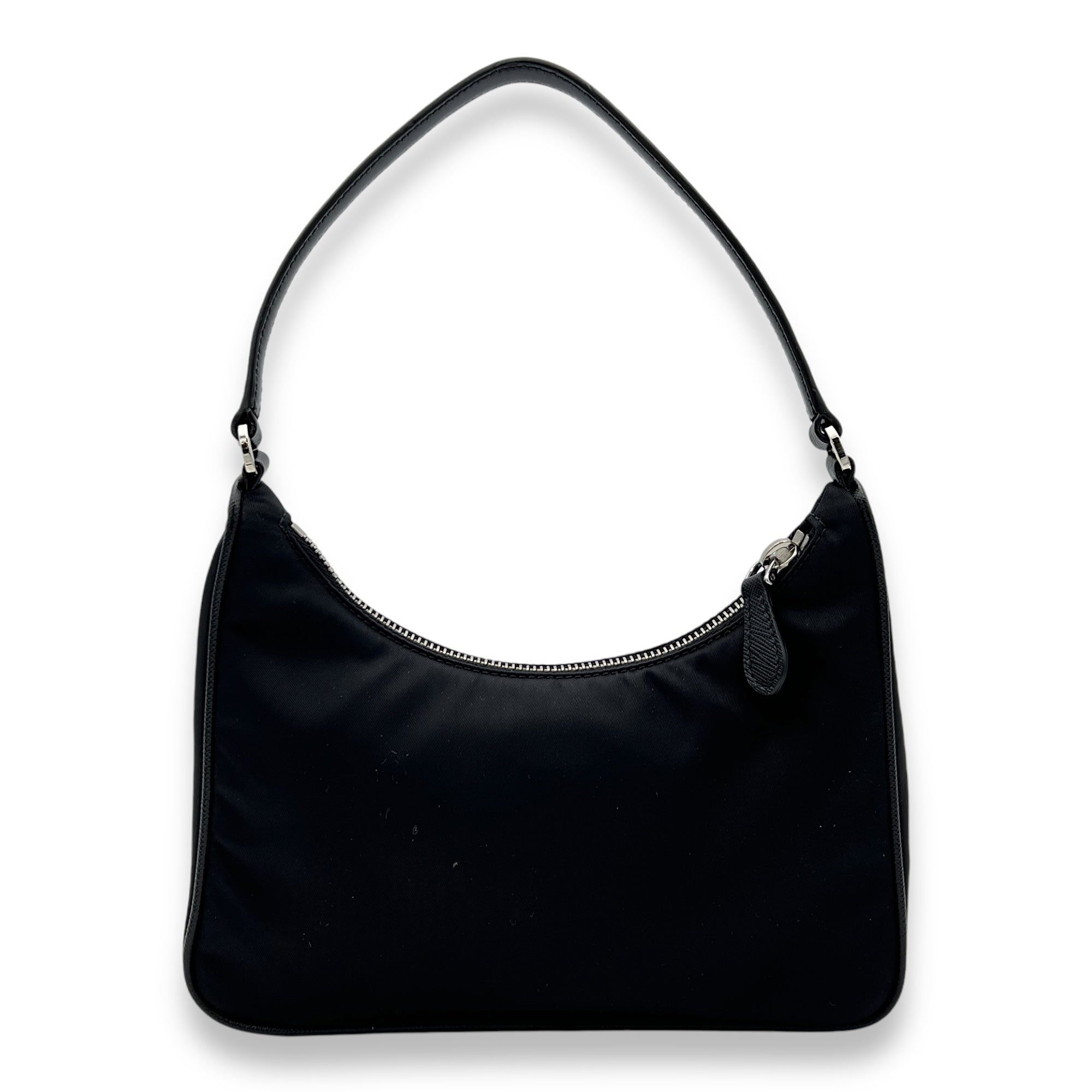 Re-Edition 2005 Black Shoulder Bag in Nylon, Silver hardware