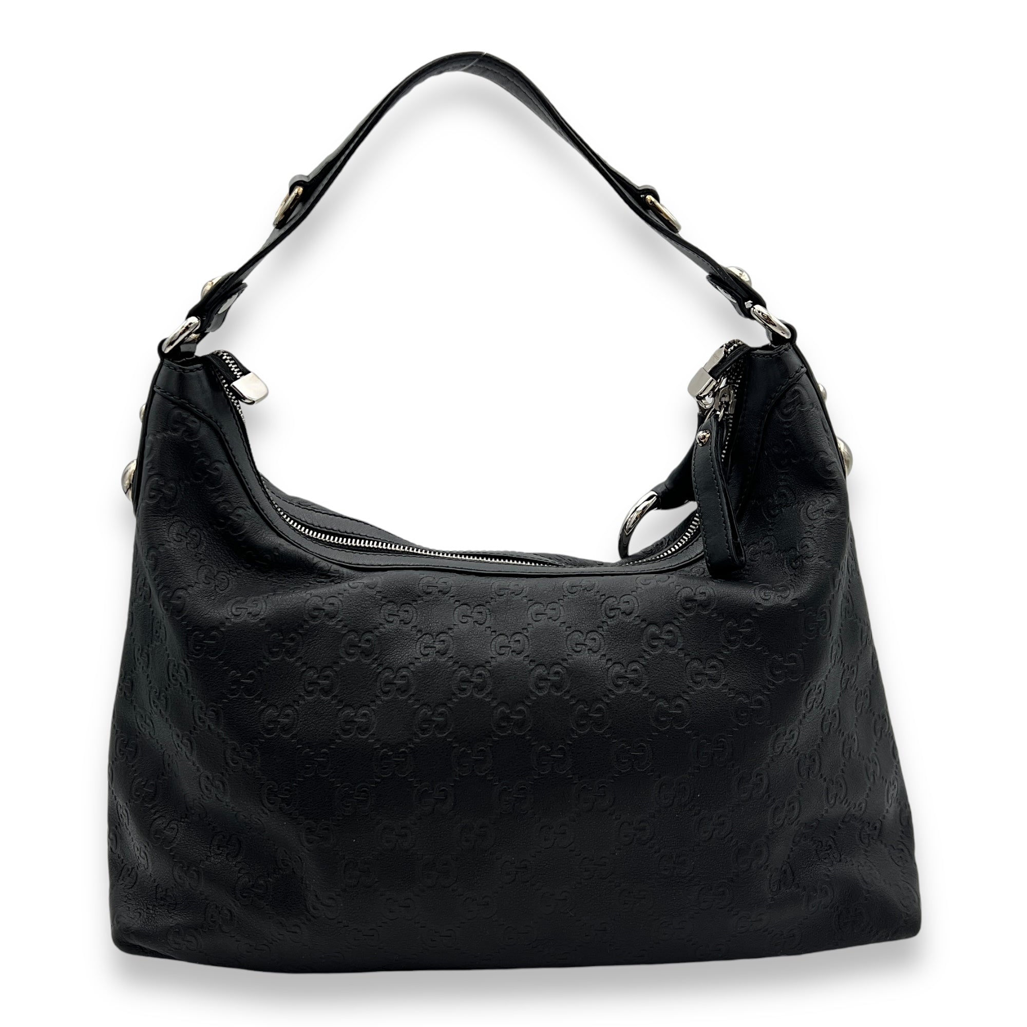 Guccissima Shoulder Bag Black in Calfskin, Silver hardware