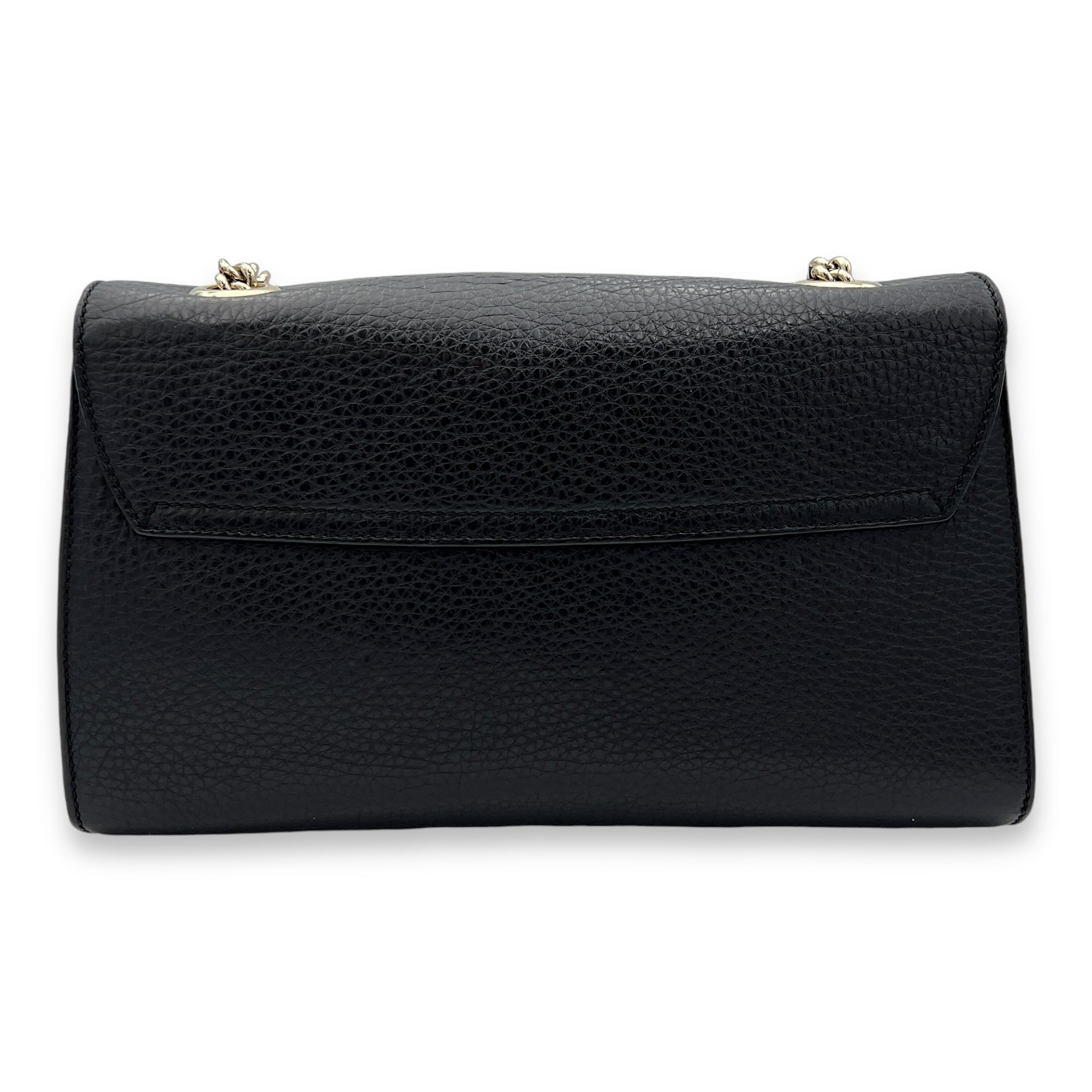 Emily Black Shoulder Bag in Calfskin, Gold hardware