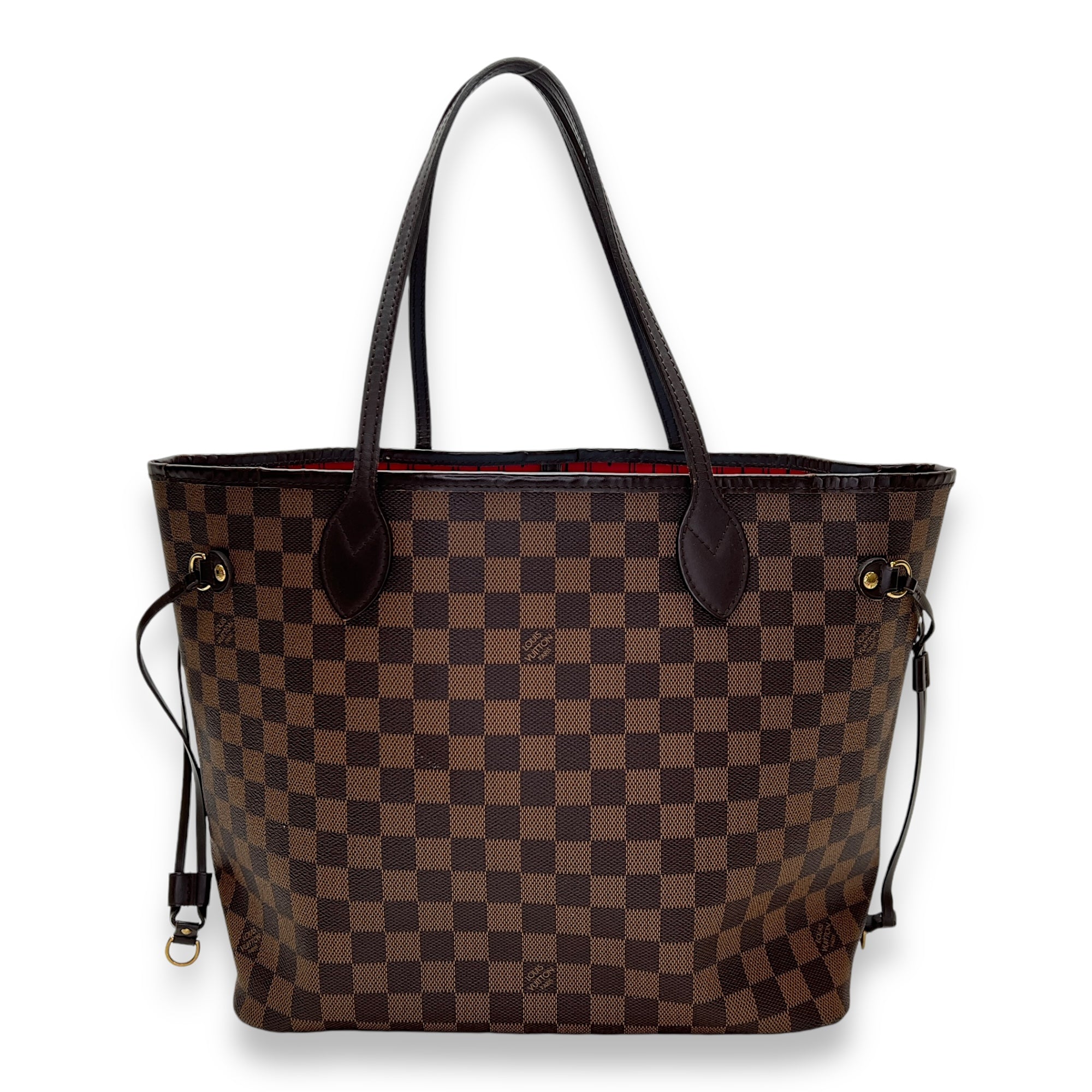 Neverfull MM Brown Tote Bag in Coated Canvas, Gold hardware