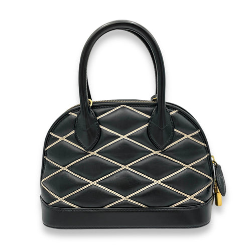 Alma BB Black Top Handle Bag in Calfskin, Gold hardware