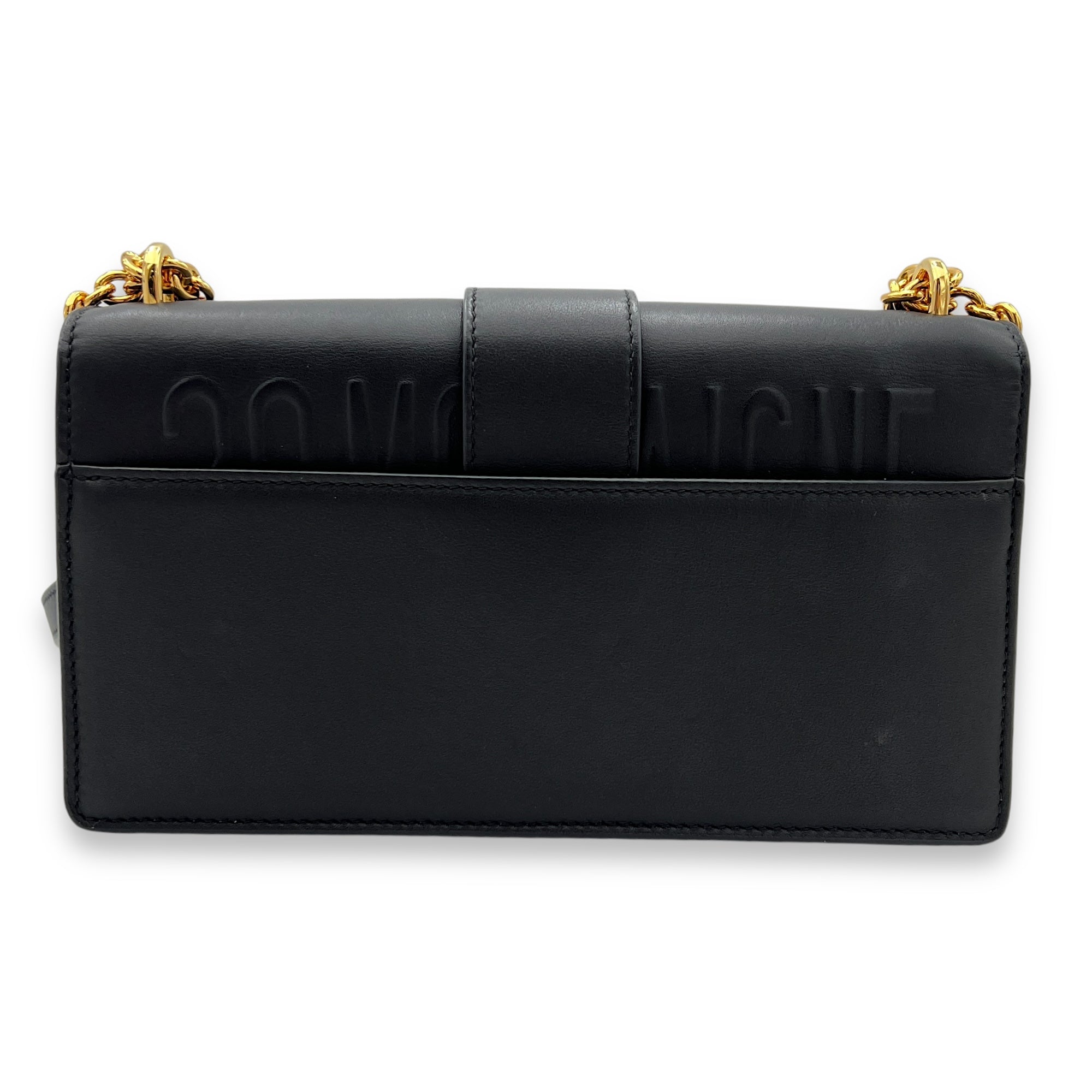 30 Montaigne East West Black Crossbody Bag in Calfskin, Gold hardware