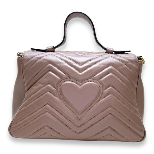 GG Marmont Top Handle Bag Pink in Calfskin, Gold hardware