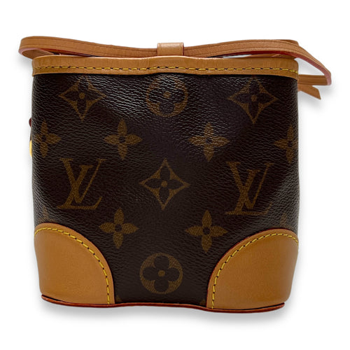 Noe Purse Bucket Bag Brown in Monogram Coated Canvas, Gold hardware