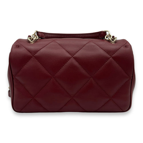 Easy Carry Flap Maroon Shoulder Bag in Lambskin, Gold hardware