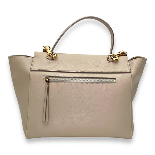 Belt Mini Beige Top Handle Bag in Calfskin, Gold hardware