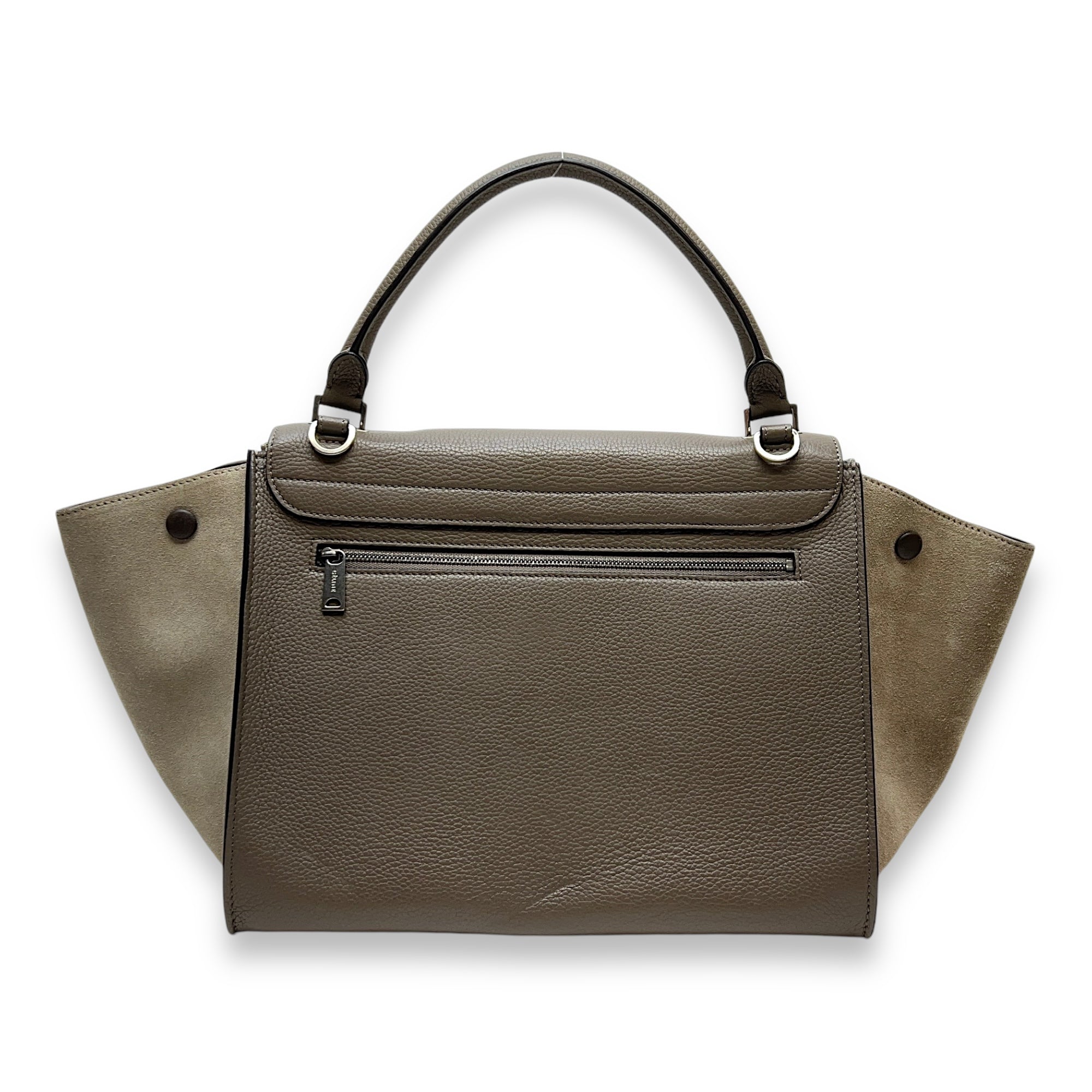 Trapeze Medium Brown Top Handle Bag in Calfskin, Silver hardware