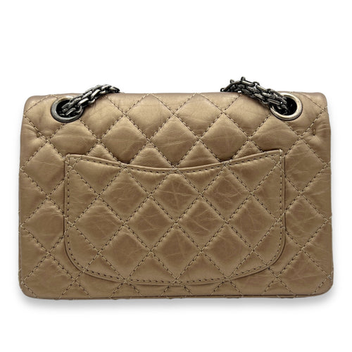 2.55 Reissue Chain Flap Small Gold Shoulder Bag in Calfskin, Ruthenium hardware