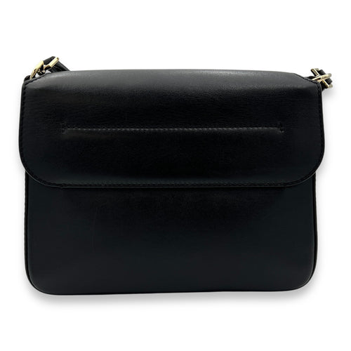 Nobile Shoulder Bag Black in Calfskin, Gold hardware