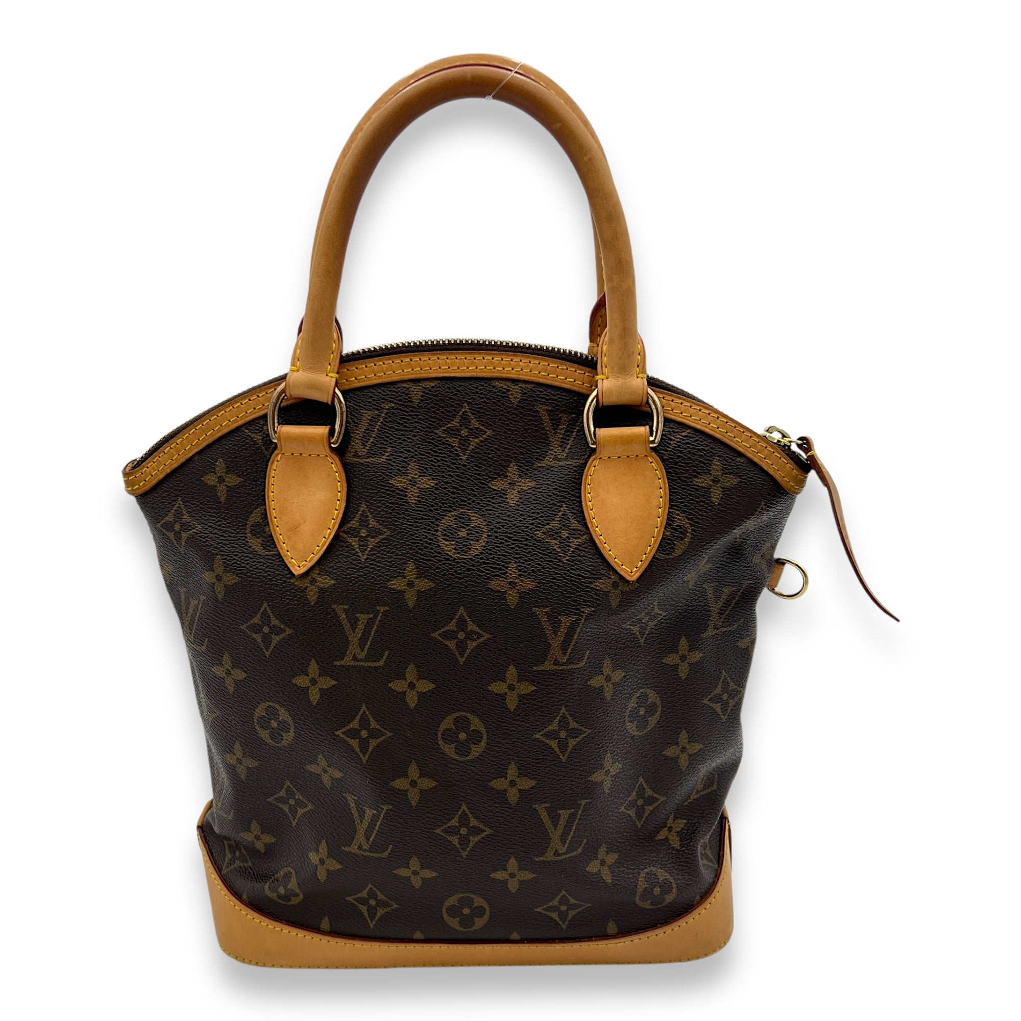 Lockit PM Brown Top Handle Bag in Monogram Coated Canvas, Gold hardware