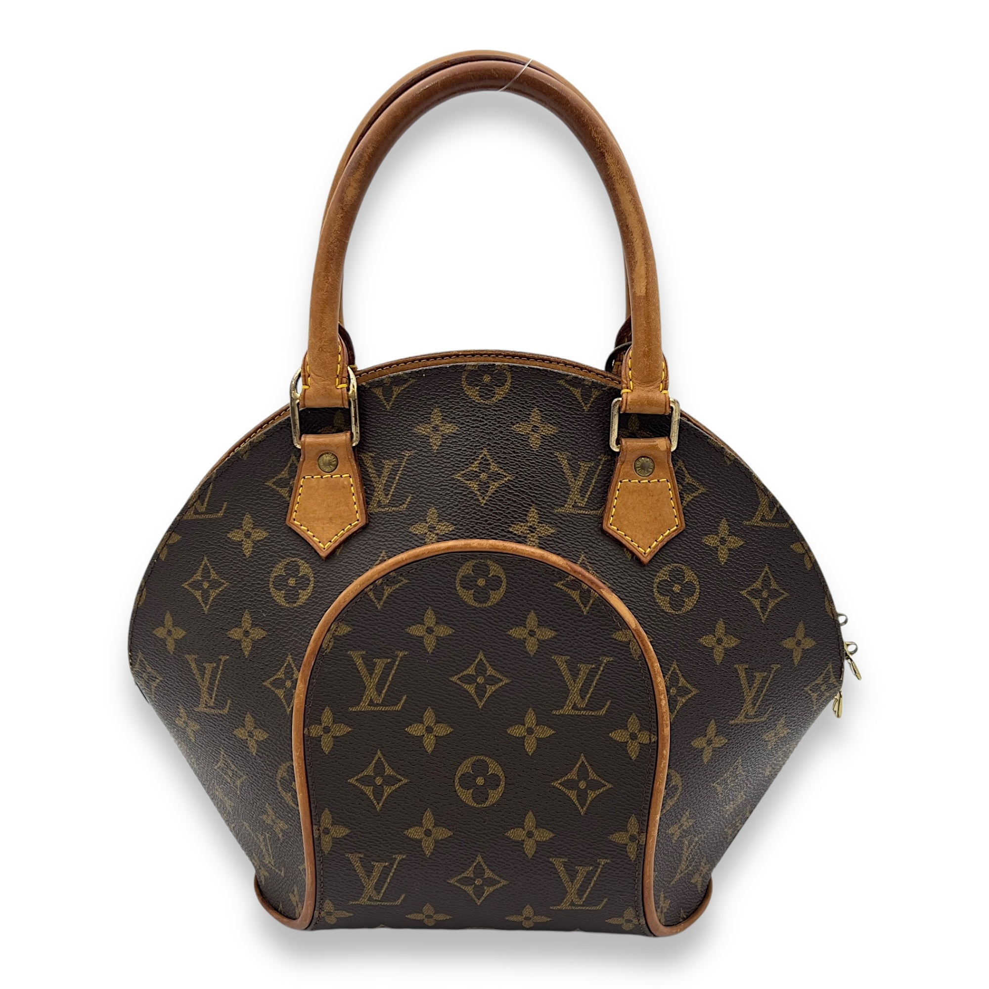 Ellipse Top Handle Bag Brown in Monogram Coated Canvas, Gold hardware